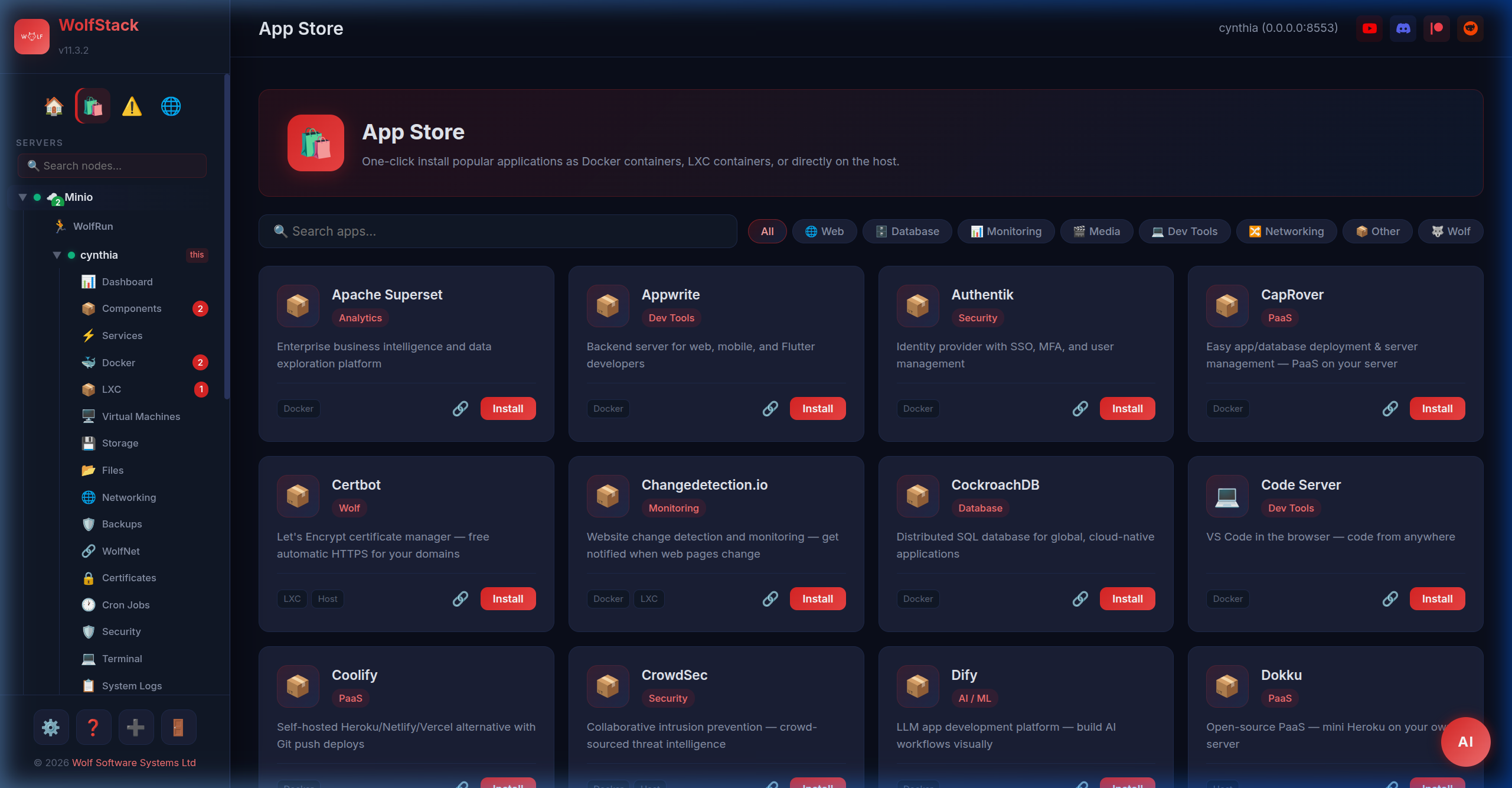 WolfStack App Store