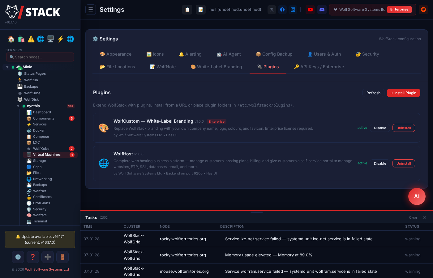 WolfStack plugin system with Plugin Store